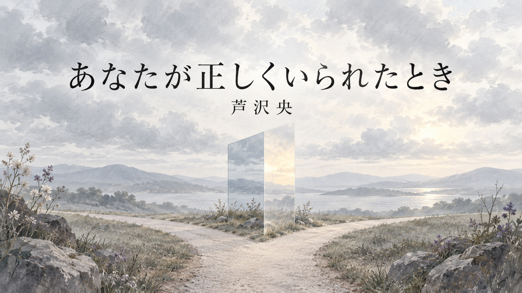 芦沢央『あなたが正しくいられたとき』のアイキャッチ画像。曇り空の下で道が二つに分かれている